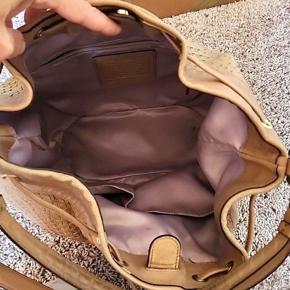 Coach Madison Marielle Woven Leather Drawstring Handbag GUC - Picture 7 of 16